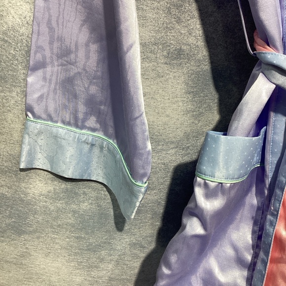 Fernando Sanchez Satin Robe Color Block 90s Small Blue Pink - Picture 6 of 14